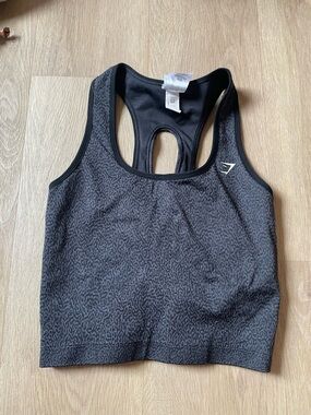 Gymshark Dark Gray Patterned Seamless Racerback Sports Bra